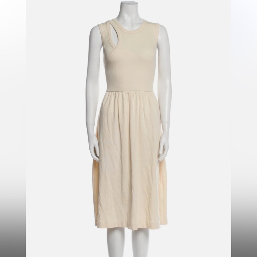 Ninety Percent Ecru Femja Cut Out Midi Dress Organic Cotton, Large / US 8